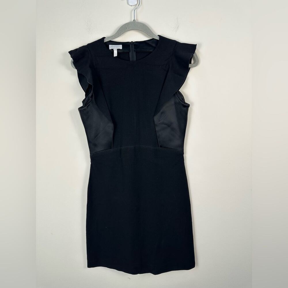 Escada Sport Sheath Dress Women 36 Black Excellent Ruffle Satin Trim 5018329